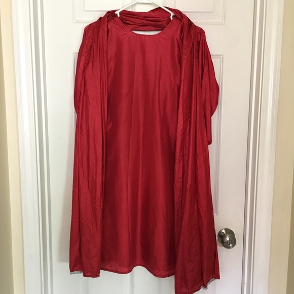 Red Tunic Top with Paisley Design scarf included - Picture 2 of 7